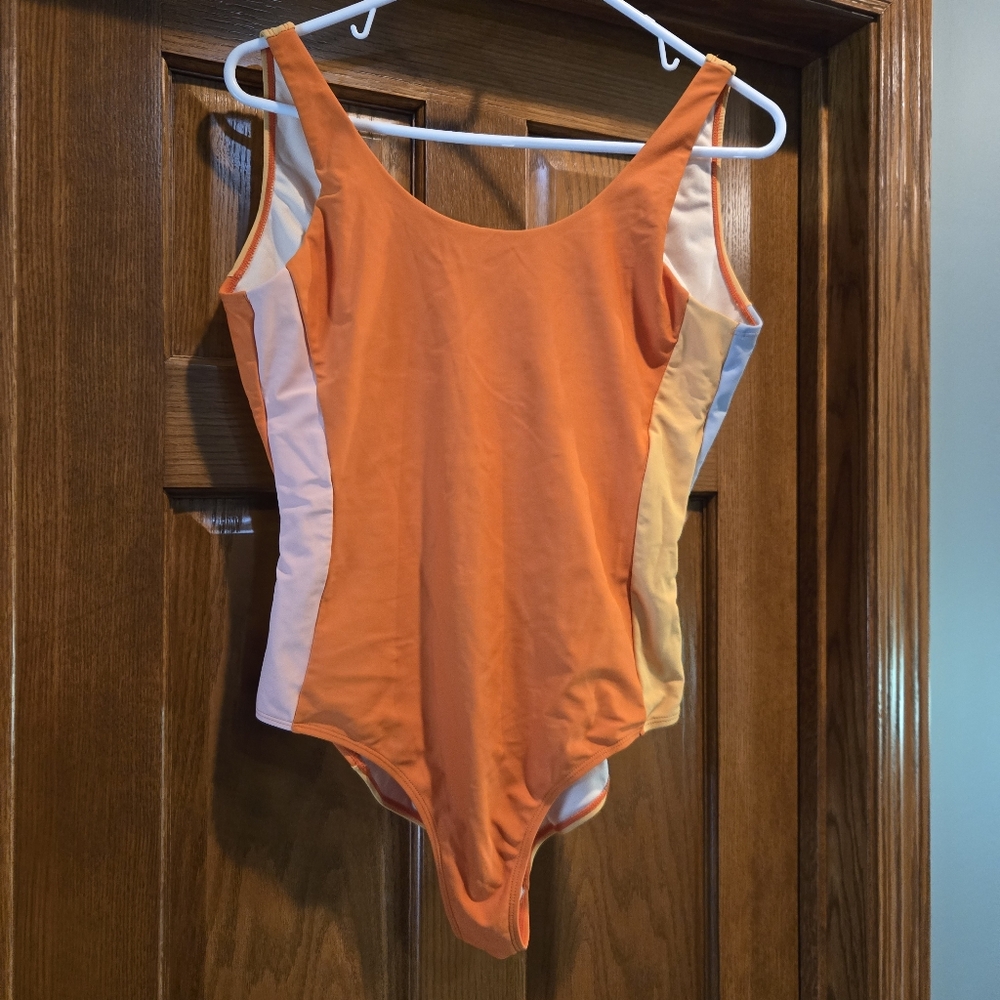 Roolee Nani One Piece Swimsuit Orange and Cream Classic Tank Style